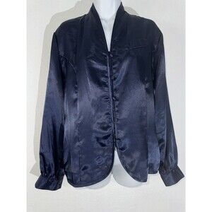 Vintage Jordan Woman Red & Black Striped Long Sleeve Button-Up Blouse Size 10